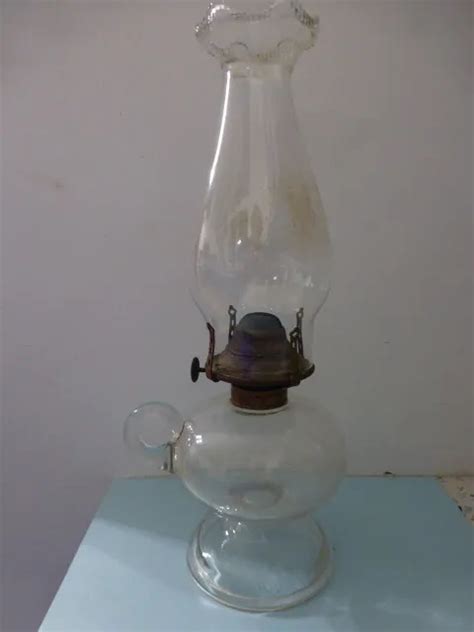 VINTAGE CLEAR GLASS Oil Lamp Lantern Hurricane Finger Loop 12 Danner