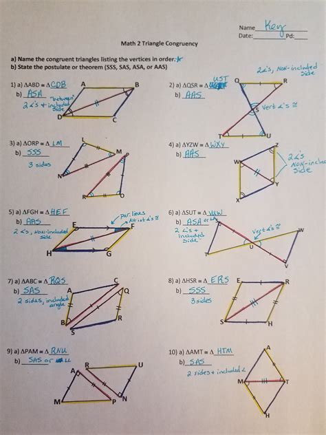Triangle Congruence Sss And Sas Worksheet Answer Key