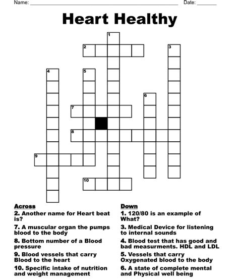 Heart Healthy Crossword Wordmint