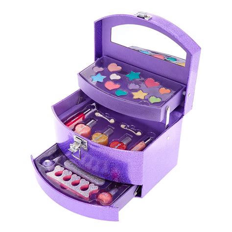 Purple Glitter Triple Tier Makeup Set Case Claires Us