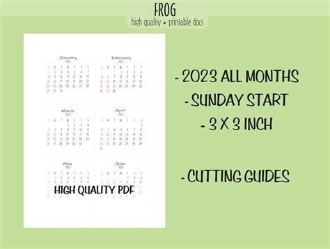 Printable 2023 Mini Calendar Desk Calendar Minimalist Etsy