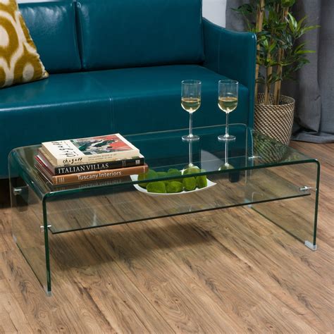 Classon Glass Rectangle Coffee Table W Shelf In Coffee Tables From