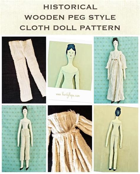 Wooden Peg Style Cloth Doll With Empire Line Dress And Etsy In 2021