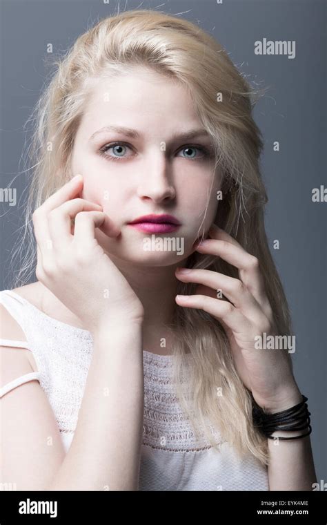 Portrait Of A Russian Teen Model With Blue Eyes Stock Photo Alamy
