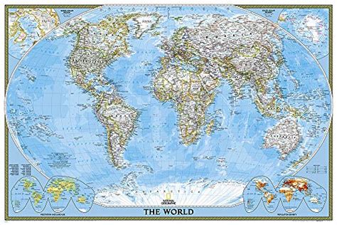 World Classic Poster Size Laminated Wall Maps World National