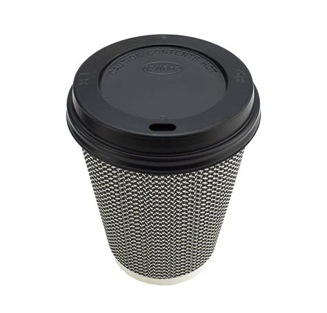 8 Oz Ripple Hot Cups With Lids For Coffee And Takeaway Drinks Mono