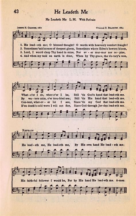 He Leadeth Me Printable Hymn Book Page Knick Of Time