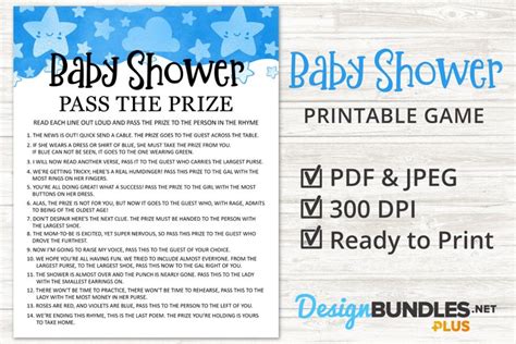 Baby Boy Shower Game Pass The Prize Baby Printable Game