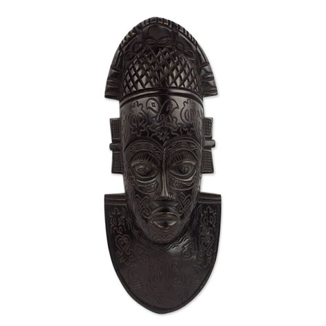 West African Decorative Carved Sese Wood Wall Mask Festac Festivities