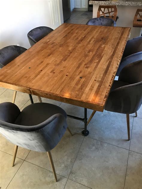 It is constantly taking the brunt of bowling balls that can weigh up to 16 maple is also used for bowling alley flooring as it has a resistance to shock. Reclaimed Bowling Alley Wood Dining Table i 2020