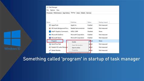 What Is “program” In Task Manager Startup Tab Youtube