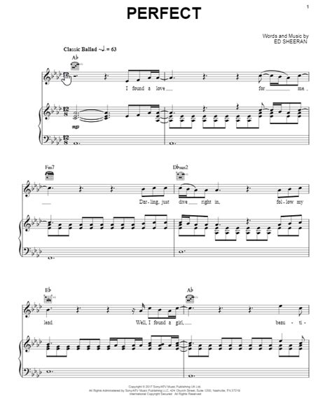 Ed Sheeran Perfect Sheet Music Notes Chords Download Printable Piano