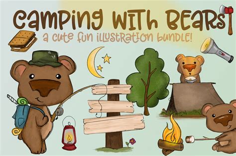 Camping With Bears Bear And Camping Illustrations Png