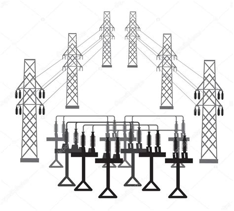 Vector Silhouette Of Electric Transformer Substation Premium Vector In