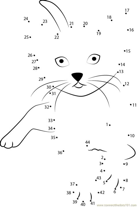 Number dot to dot printables (or connect the dots worksheets) are a fun way for kids to learn their numbers and number order. Cat play dot to dot printable worksheet - Connect The Dots