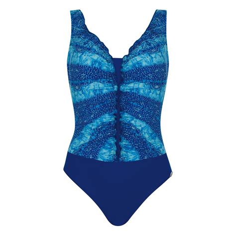 Sunflair Ruched One Piece Swimsuit Blue Multi Style 72086