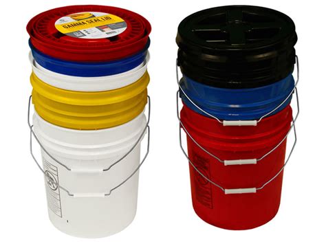 Assorted Color Buckets With Matching Gamma Lids 5 Pack Tankbarn