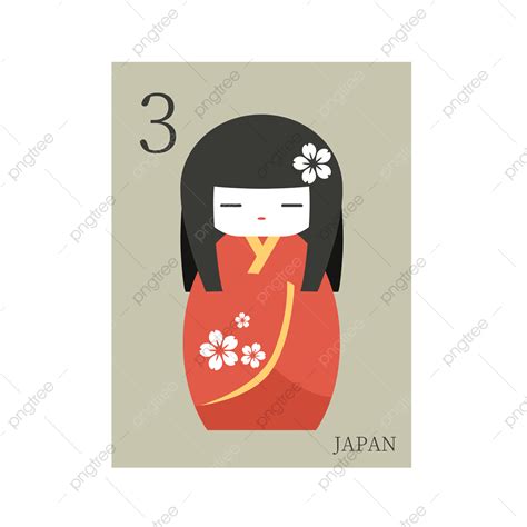 Hina Matsuri White Transparent Number Hina Matsuri Doll Brown Japan Stamp Hina Matsuri