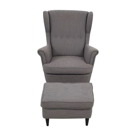 Corner block, glued, and screwed. 62% OFF - IKEA IKEA Grey Wing Chair and Ottoman / Chairs