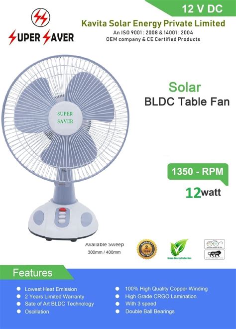 Solar Bldc Table Fan Solar Energy Equipments Ghaziabad