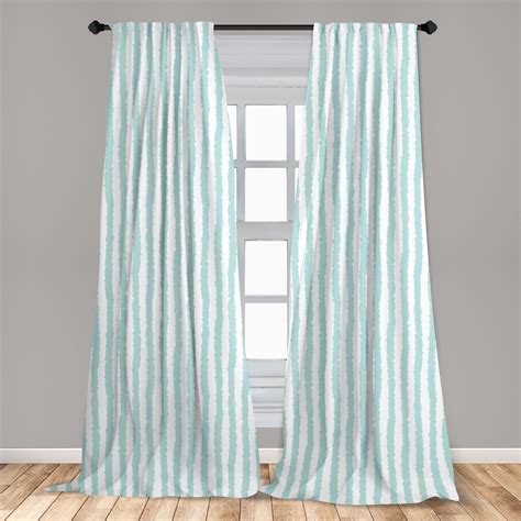 Aqua Curtains 2 Panels Set Vertical Striped Pattern With Sketchy Lines