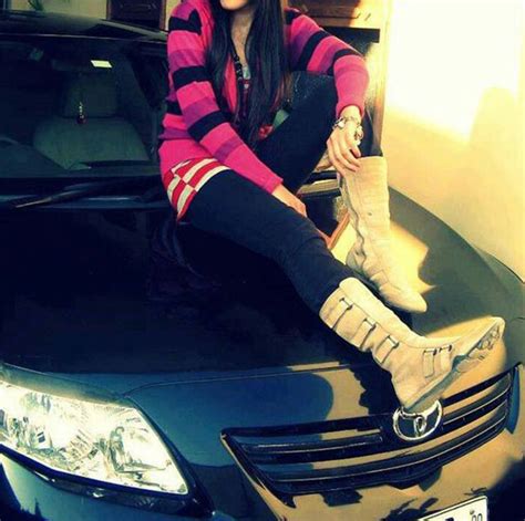 Stylish Cute Cool And Smart Girl Dp Pics With Car