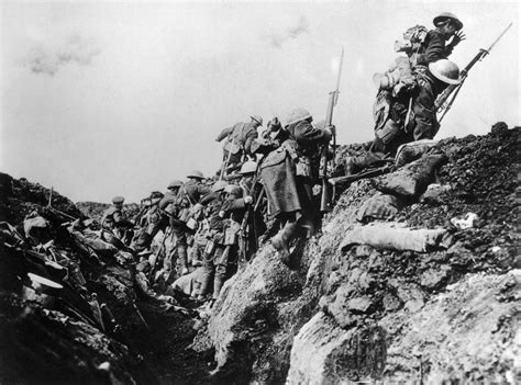 Canadian Soldiers Going Into Action From Trench World War I Trench