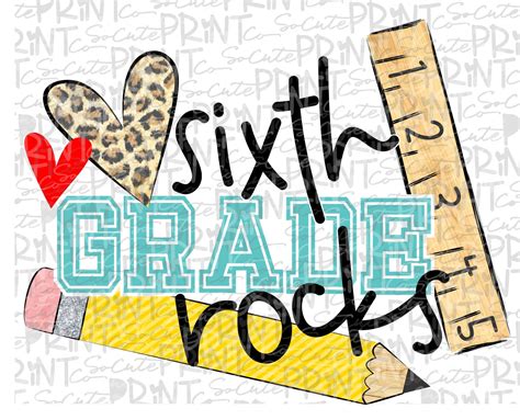 Back To School Sixth Grade Rocks Clipart Png File For Etsy Ireland