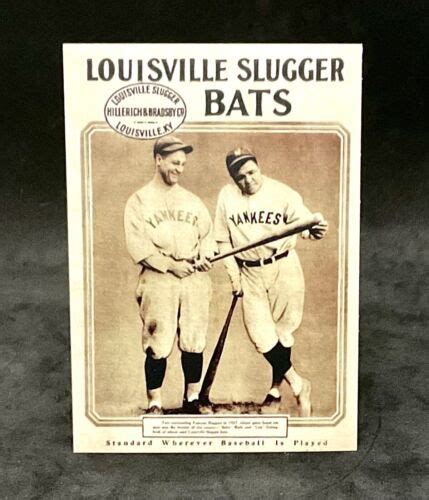 Babe Ruth Lou Gehrig Louisville Slugger Bats Advertisement Promo Card