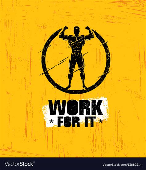 Work For It Workout And Fitness Gym Design Vector Image