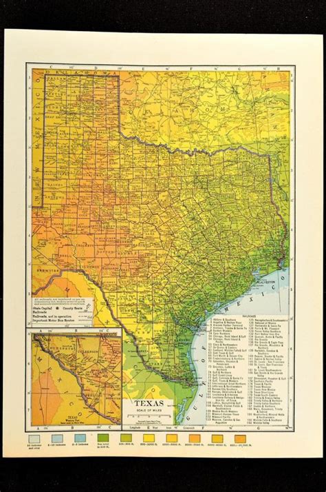 Texas Map Of Texas Topographic Map Wall Decor Art Colorful Etsy