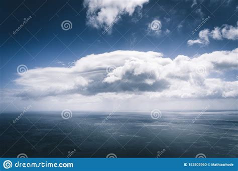 Wuiet Sea Views With White Cloud And Storm Approaching Over Atlantic