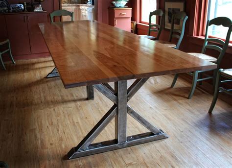 Dining table can be made to any length, width or height and are available in both traditional and reclaimed woods. Handmade Birch And Steel Trestle Dining Table by Higgins ...