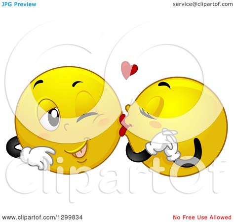 Clipart Of A Cartoon Yellow Smiley Face Emoticon Couple Kissing On The