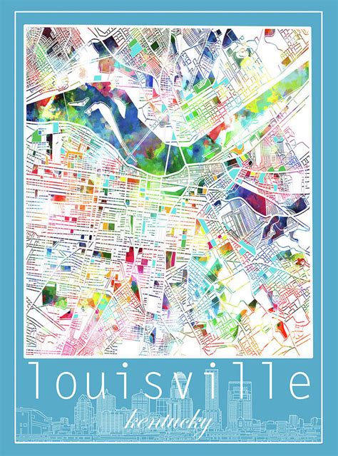 Louisville Kentucky City Map 4 Digital Art By Bekim M Fine Art America