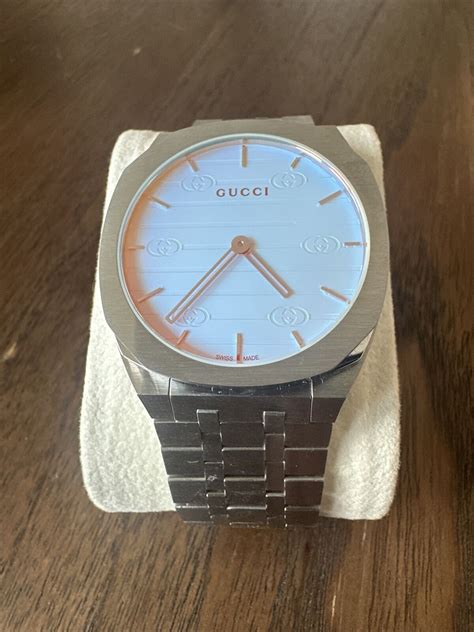 Gucci 25h Ocean Blue Glass Stainless Steel Watch Ya163409 Ebay