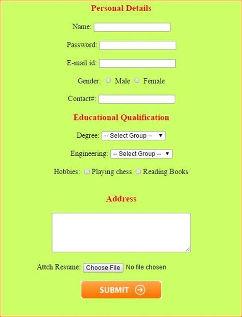 HTML Form Tag with Example