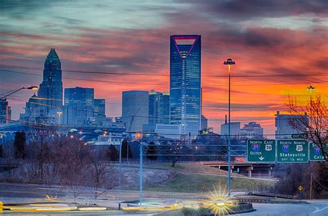 Charlotte The Queen City Skyline At Sunrise Photograph By Alex