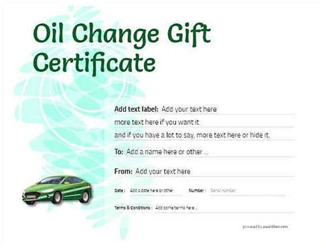 Free Oil Change Certificate Template Printable Templates