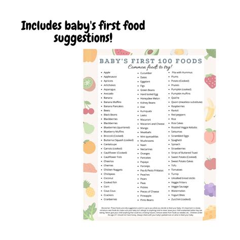 Baby Led Weaning BLW First 100 Foods Etsy