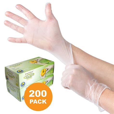 200 Powdered Disposable Vinyl Gloves Non Sterile Easy Slip Onoff