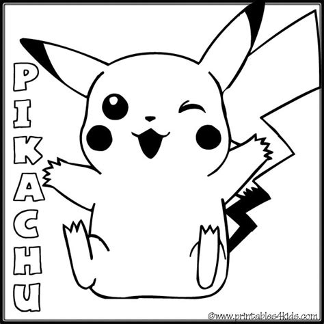 Pokemon Pickachu Smiling Coloring Page Printables For Kids Free