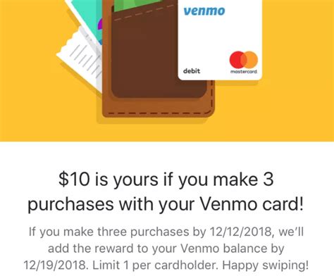 The venmo mastercard® debit card is a debit card connected to your venmo balance. Venmo Promotion: $10 Bonus w/ 3 Purchases Using Venmo Card