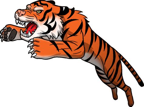 Attacking Tiger Attacking Tiger Clip Art 553x412 Png Clipart Download