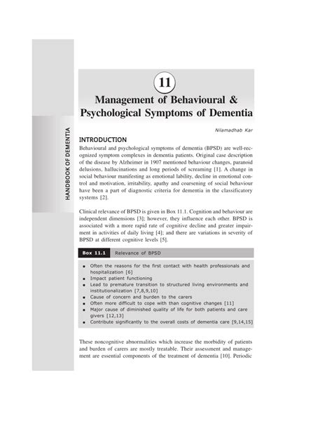 Pdf Management Of Behavioural And Psychological Symptoms Of Dementia