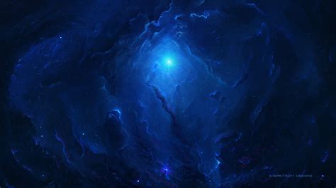Space Art Digital Art Galaxy Starkiteckt 3d Blue Space Hd Wallpaper