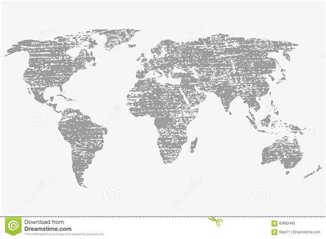 World Map In Grey On A White Background With Grunge Stock Illustration