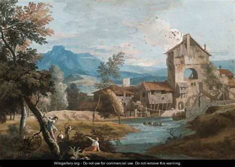 An Extensive Mountainous Landscape With A Mill By A Stream Marco