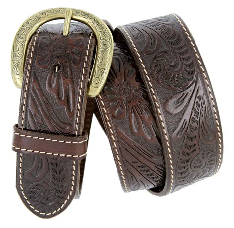 Terry Western Engraved Buckle Genuine Leather Belt 1-1/2 inch (38mm ...