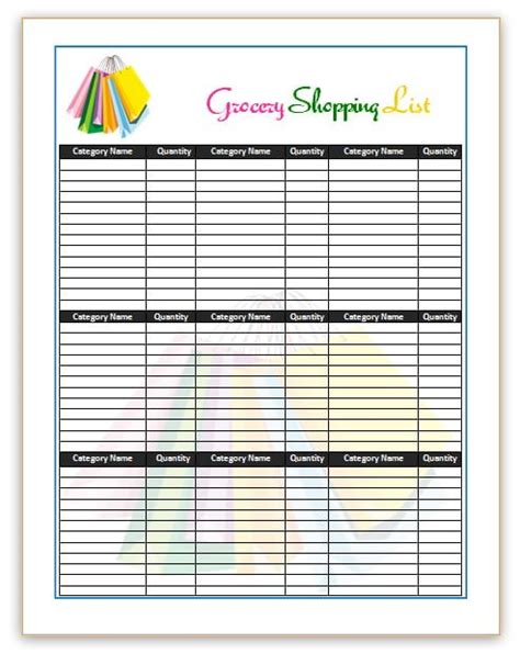 If your local health food store offers a bulk section, be sure to check it out. 7 Shopping List Templates | Office Templates Online